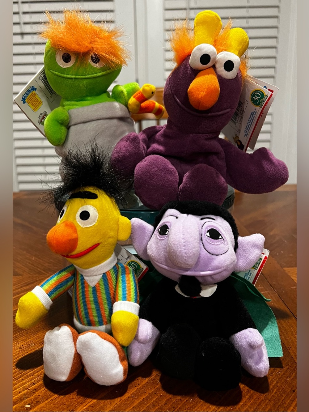 Vintage 1997 TYCO  Sesame Street 8" Beans Bean Bag Plush Lot of 4 with Tags